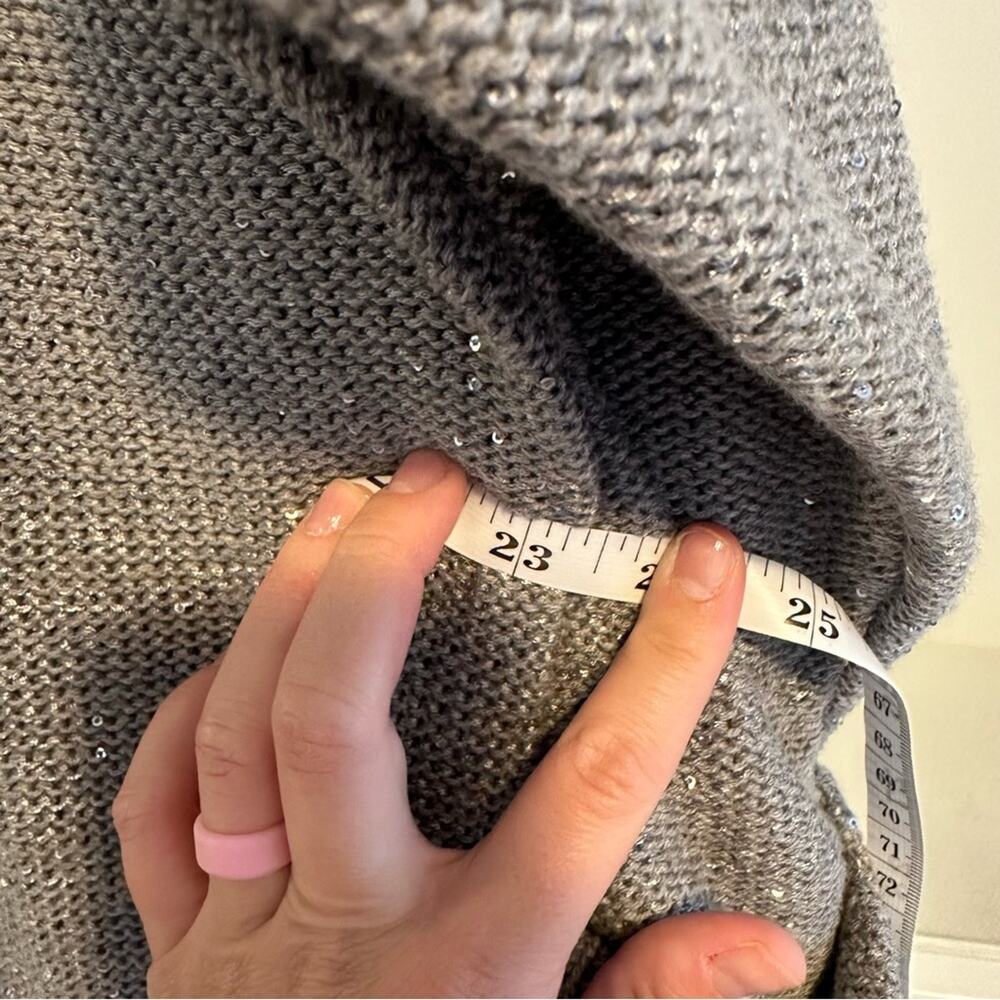 DKNY Jeans Gray Sequin Sweater 2X - Picture 9 of 12